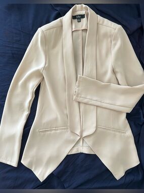 Lulu's Light Cream Open-Front Shawl Collar Blazer